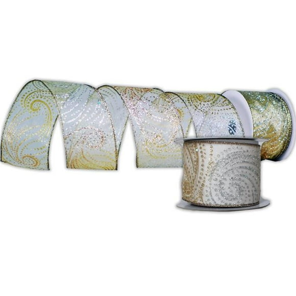 Queens of Christmas RBN-69T11853971-CH-2PK 2.5 in. Wide 10 yards Ribbons, Champagne - Pack of 2