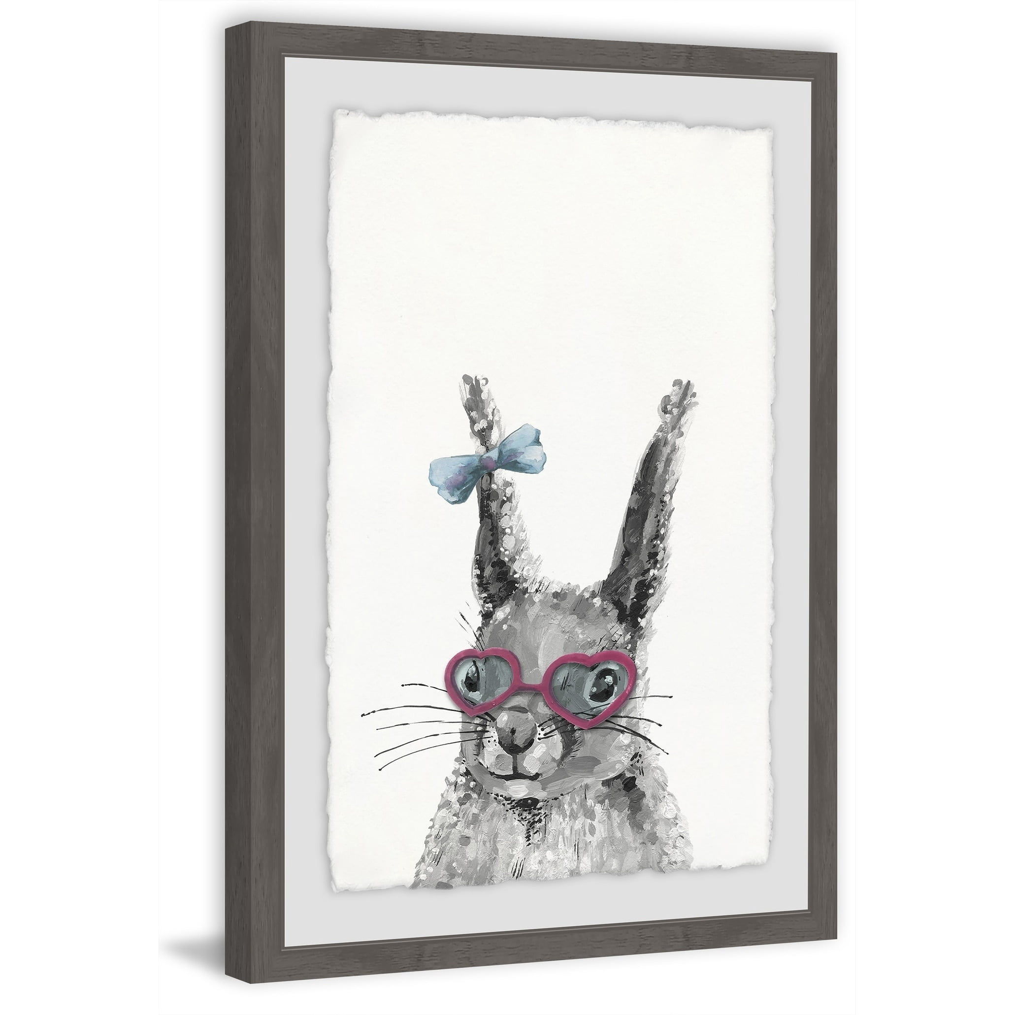 Bow On Bunny Framed Painting Art Print, 20.00" x 1.50"