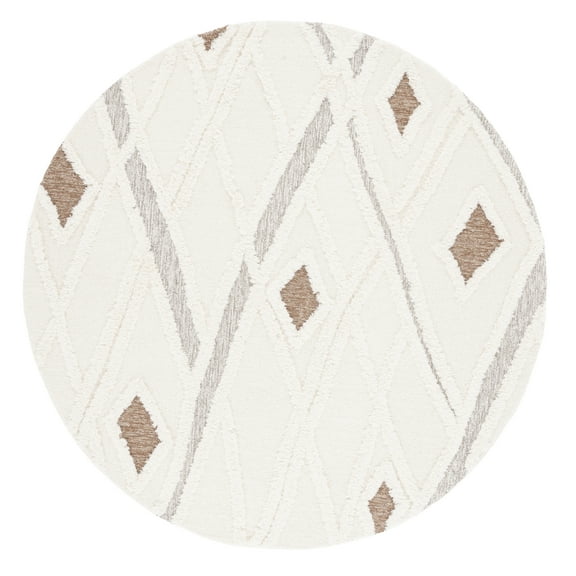 SAFAVIEH Casablanca Amelia Diamond Area Rug, Ivory/Brown, 8' x 8' Round