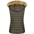 thumbnail image 2 of BodiLover, Women's, Quilted Faux Fur Hooded Vest Padded Fleece Jacket With Zip Closure, Olive, S, 2 of 3
