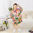 thumbnail image 6 of FORMRS Wearable Blanket Hoodie with Sleeves for Kids Cozy Flannel Sweatshirt, Pink Colorful Circles, 6 of 7