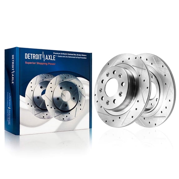 Detroit Axle - Rear Drilled and Slotted Brake Rotors for Chevy Malibu Equinox GMC Terrain LaCrosse Envision, Regal Sportback TourX: 11.34" Rotor