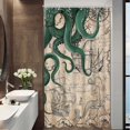 thumbnail image 5 of Stall Vintage Green Nautical Octopus Shower Curtain Mermaid Funny Ocean Kraken Shower Curtains for Bathroom Cool Anchor Coastal Map Waterproof Fabric Bath Curtain Decor 36x 72, 5 of 6