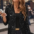 thumbnail image 6 of OGLCCG Womens Sparkly Sequins Cardigan Lightweight 3/4 Sleeve Open Front Shrug Bolero Jacket Loose Fit Party Glitter Outwear, 6 of 8