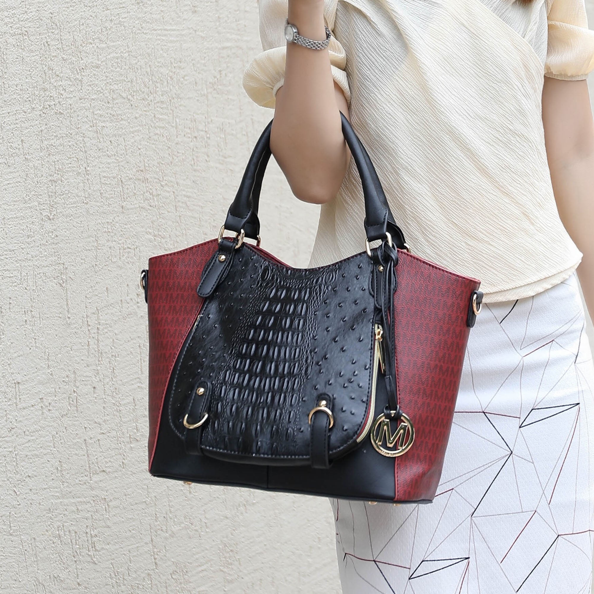 MKF Collection Jacqueline Signature Women Satchel Bag, Handbag Purse by Mia K - Black