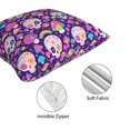 thumbnail image 4 of Throw Pillow Covers, cute rainbow mushroom Skull Soft Square Pillow Cases with Invisible Zipper for Couch Bed Sofa, Farmhouse Fall Home Decor 16"x16", 4 of 7