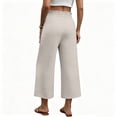 thumbnail image 7 of Lumtrix Womens Cotton Linen Wide Leg Pants Casual Zipper Front Summer Cropped Trousers Dressy Pants with Pockets Beige XL, 7 of 7