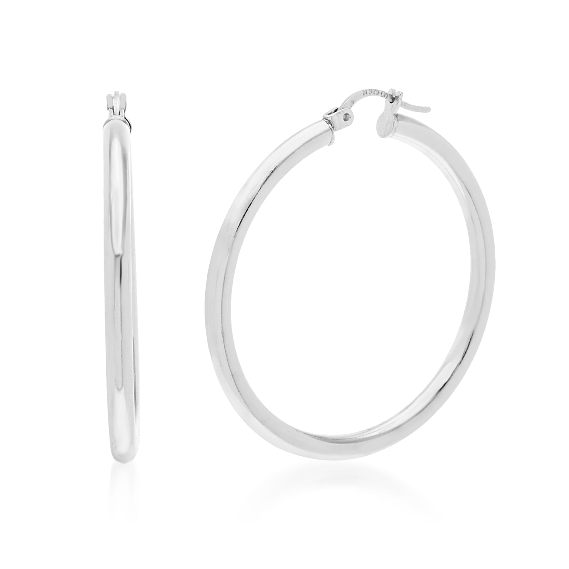 Big Apple Hoops Yellow Gold Flashed Flashed Genuine Sterling Silver 1.5mm x 15mm to 50mm Hoop Earrings 