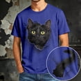 thumbnail image 2 of TrendOFT T Shirts for Man Unisex Animal Cat Graphic Print Short Sleeve Crew Neck Loose Summer Daily Mens Shirts Blue M, 2 of 8