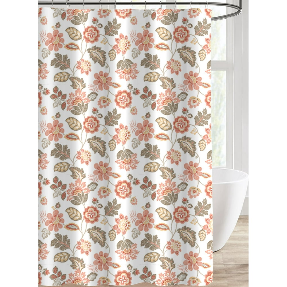 Colorful Autumn Foliage Shower Curtain for Bathroom Flowers and Leaves