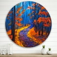 thumbnail image 2 of Designart 'Orange Autumn Landscape With Little Road I' Traditional Circle Metal Wall Art 36x36 - Disc of 36, 2 of 5