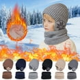 thumbnail image 7 of Zwiiyzr Baby Kids Warm Winter Hat Scarf Set Boys Girls Toddler Cute Knit Beanie Hat Earflap Hoodie Scarves Snow Cap 4-10 Years Beige, 7 of 7