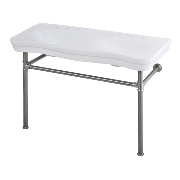 Fauceture VPB14888ST Imperial 47-Inch Double Bowl Console Sink with Stainless Steel Leg, Brushed Nickel