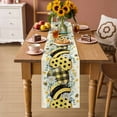 thumbnail image 2 of Spring Bee Love Table Runner - 108 Inch Long Yellow Daisy Eucalyptus Leaves Rustic Cotton and Linen Blended Dress Scarves Farmhouse Table Runner for Kitchen Dining, Coffee Table, 13" x 108", 2 of 8