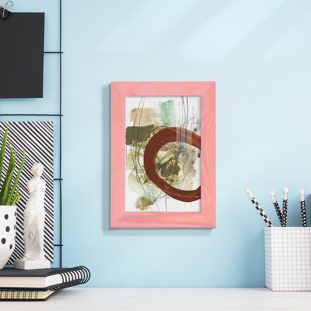 Rusted Loops II - Framed Print w/glass - Sunset Pink