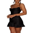 thumbnail image 3 of PENGXIANG Women‘s Bodycon Mini Dress Strappy Backless Ruffle Hem Cocktail Dress, 3 of 5