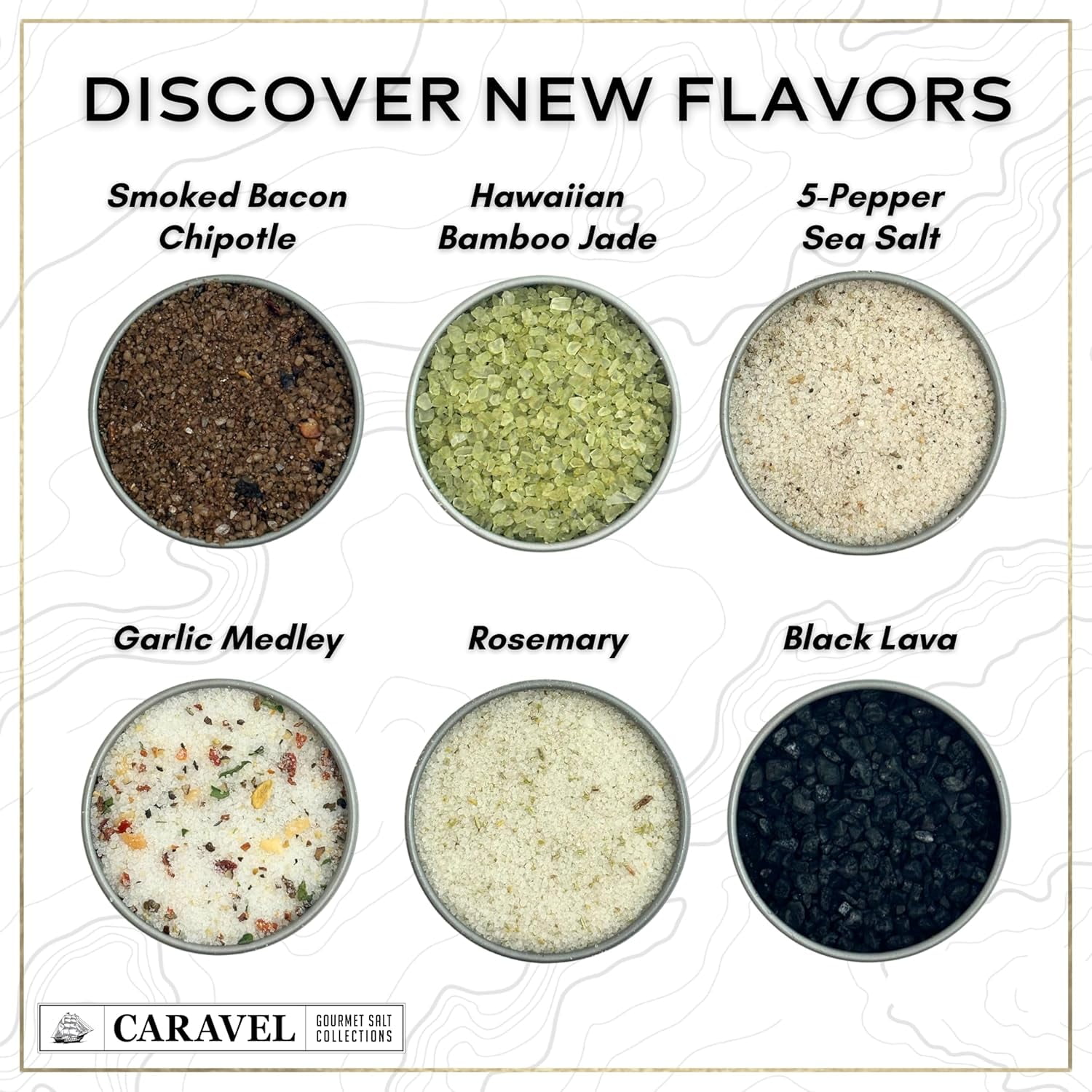 Caravel Gourmet Sea Salt Sampler Set, 6 Count by Sea Salt Superstore Gluten-Free