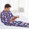 thumbnail image 4 of Salouo Skull mushroom rainbow space Print Button-Front Long Sleeve Pajama Set for Men, Soft 2Pjs Men's Long Sleeve Sleepwear -X-Large, 4 of 7