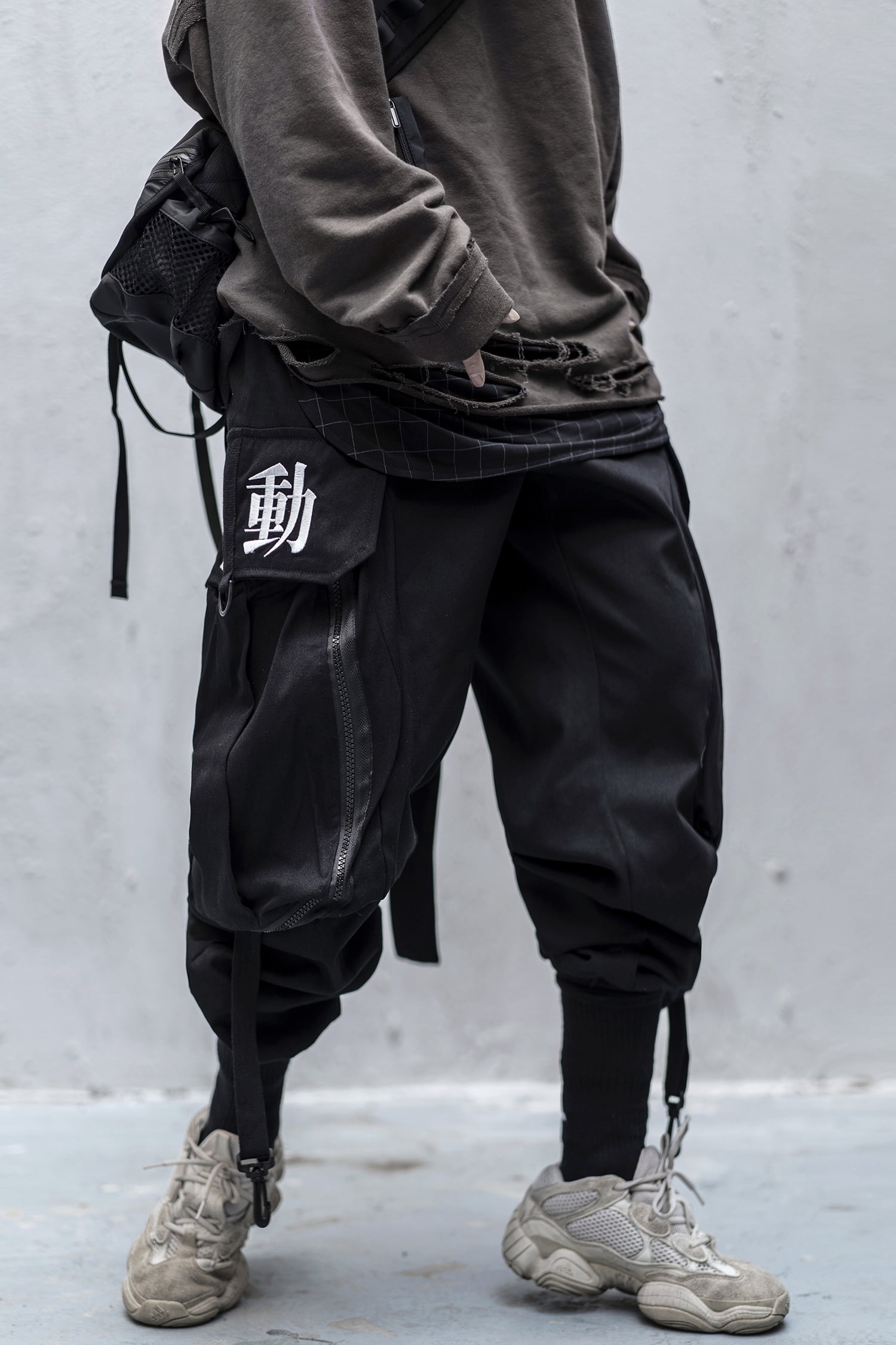 Niepce Inc Black Japanese Streetwear Baggy Cargo Men's Techwear Pants