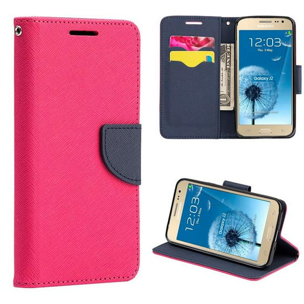 Samsung Lpfsamj2 Diar Hpna Galaxy J2 15 Diary Wallet Flip Cover With Hot Pink Navy Blue Walmart Com Walmart Com