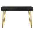 thumbnail image 6 of SAFAVIEH Pine Solid Mid-Century 2 Drawer Desk, Black/Gold, 6 of 9