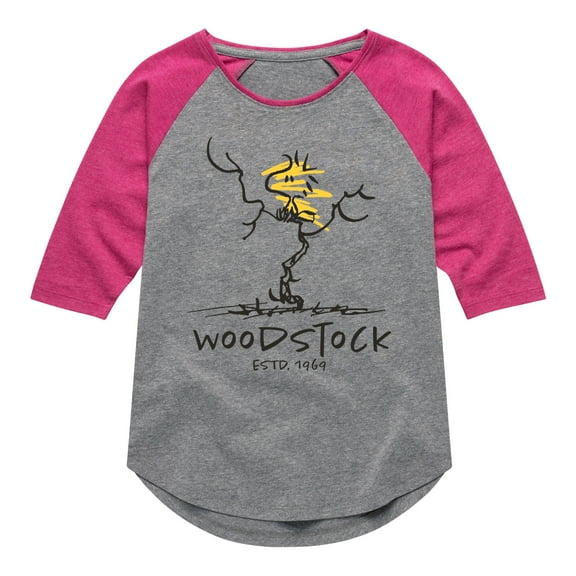 Peanuts - Woodstock Estd - Toddler & Youth Girls Raglan Graphic T-Shirt