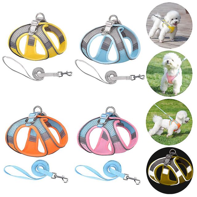 Soft Mesh Puppy Vest Harness Adjustable Pet Lead Chest Walking Leash For Dog Cat