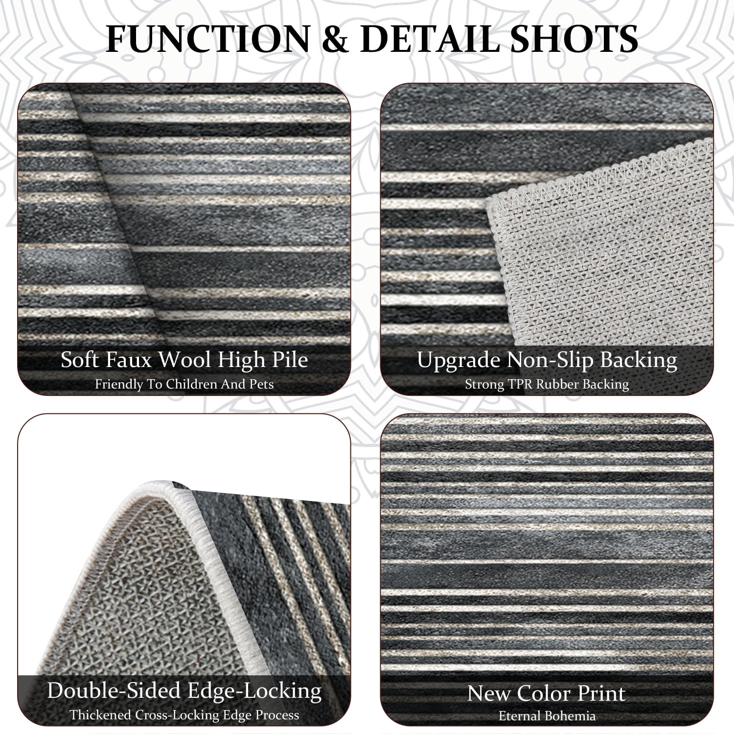 3 Piece Kitchen Rug Set, Non-Slip And Washable, Abstract Pattern Kitchen Hallway Rug, Soft And Comfortable, Suitable For Sinks, Floors, Entrances, Hallways and Bathrooms