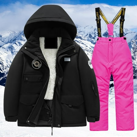 Wxolcjlv Toddler Girl Clothes Sets Childrens Ski Suit Multi Pocket Jacket Pants Winter Windbroof Snowboarding Unisex Kid Winter Warm Snow Suits Activewear Clothes