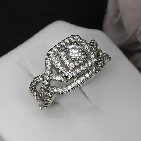 lyne ginger frances halo cz engagement sterling bridal ring silver