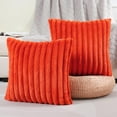 thumbnail image 1 of SURJDE Burnt Orange Striped Decorative Throw Pillow Covers 16x16 Inch Set of 2,Square Fall Decorations Couch Pillow Case,Soft Cozy Faux Rabbit & Velvet Back,Modern Home Decor for Bed, 1 of 6