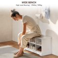 thumbnail image 4 of White Hall Tree Entryway Set with Shoe Bench and Coat Rack, 8 Storage Cubbies, 4 Hooks & Display Shelf, MDF Furniture for Hallway, Living Room and Bedroom, 33.5" W, 4 of 7