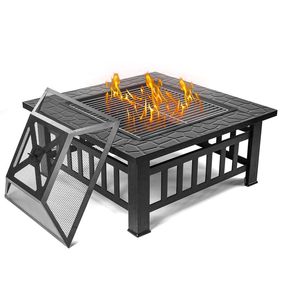 Cricket themed hexagonal fire pit natural finish with grill 