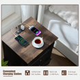 thumbnail image 3 of Farmhouse Nightstand wtih Charging Station, 20" End Table with 2 Drawers, Night Stand Side Table Storage Cabinet with Carved Pilasters for Bedroom,Wood Rustic, Black, 3 of 14