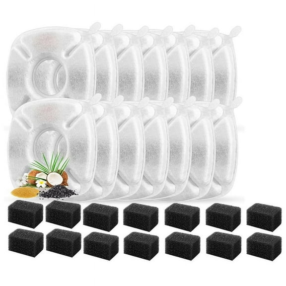 28Pcs Cat Water Fountain Replacement Filters Pre-Filter Sponges for 95oz/2.8L Pet