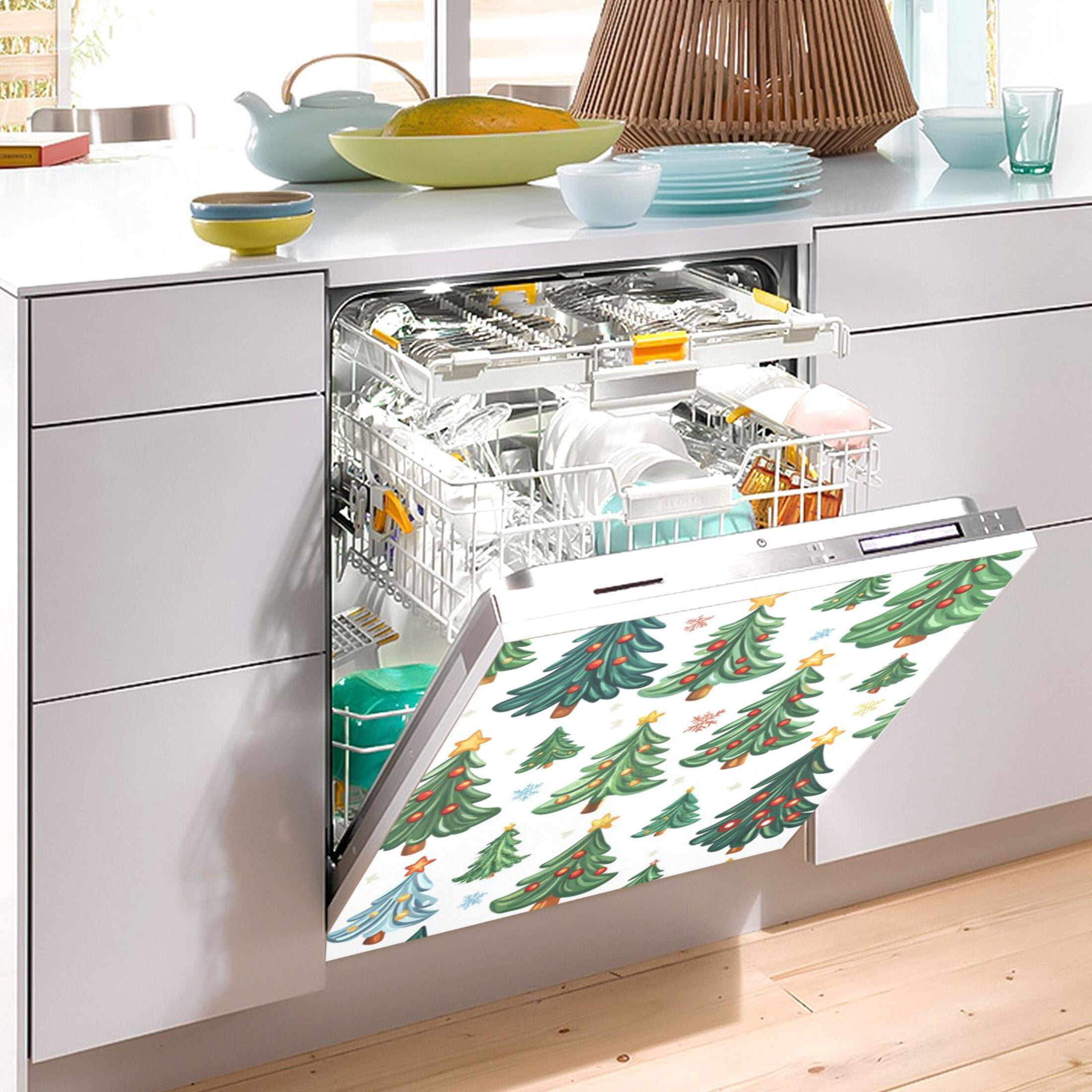 Dishwasher Magnetic Sticker 23x26 Inch Refrigerator Magnetic Sticker Washing Machine Magnetic Sticker Kitchen Panel Magnetic Sticker Home Decor Christmas Tree Seamless