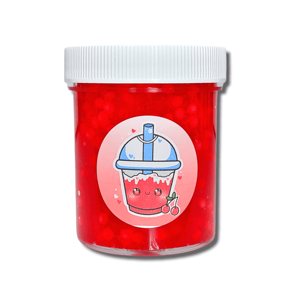 Cherry Slushy Crunchy Clear Pellet Slime ASMR Sensory Toy 4oz Hoshimi Slimes