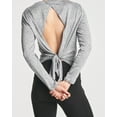 thumbnail image 4 of Real Essentials 4 Pack: Women's Dry-Fit Long-Sleeve Tie Back Open Back Athletic Workout T-Shirt (Available in Plus Size), 4 of 6