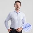 thumbnail image 5 of New High Quality 100% Cotton Men Dress Long Sleeve Shirt Solid Male Regular Fit Stripe Business Social  Office Shirt White S-8XL (9500,100-105kg 47), 5 of 7