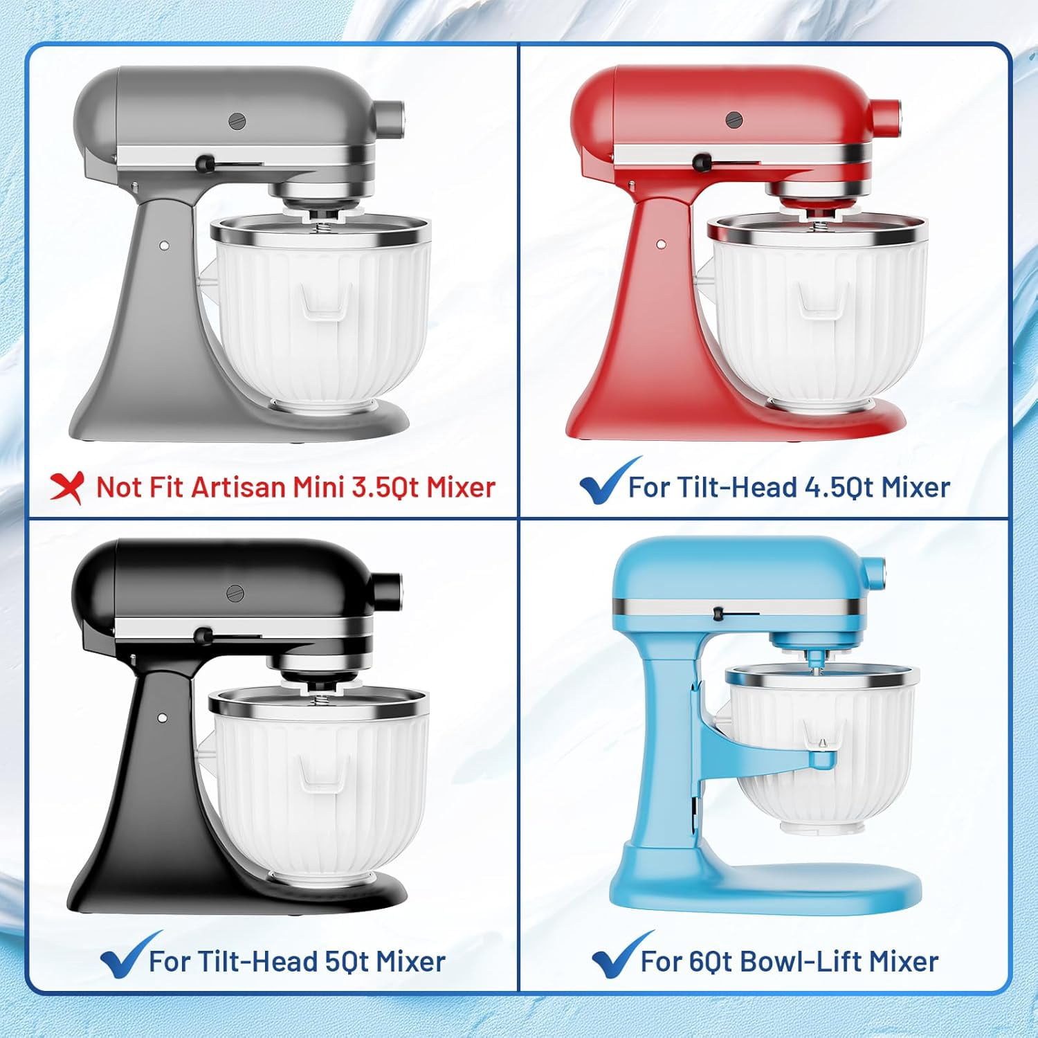 Ice Cream Maker Attachment for Kitchenaid Stand Mixers, Ice Cream Maker Machine Compatible with 4.5QT and Larger KitchenAid Mixers, 2-Quart Capacity, Sorbet and Gelato Maker Accessory