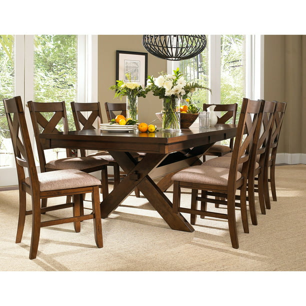 9 Piece Karven Solid Wood Dining Set, Solid Wooden Dining Room Chairs