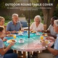 thumbnail image 3 of Round Outdoor Tablecloth with Umbrella Hole and Zipper, Blue Teal Pink Ombre Coastal Tablecloth with Elastic Waterproof, Nautical Beach Starfish Coral Summer Patio Table Covers for 36" - 44" Tables, 3 of 9