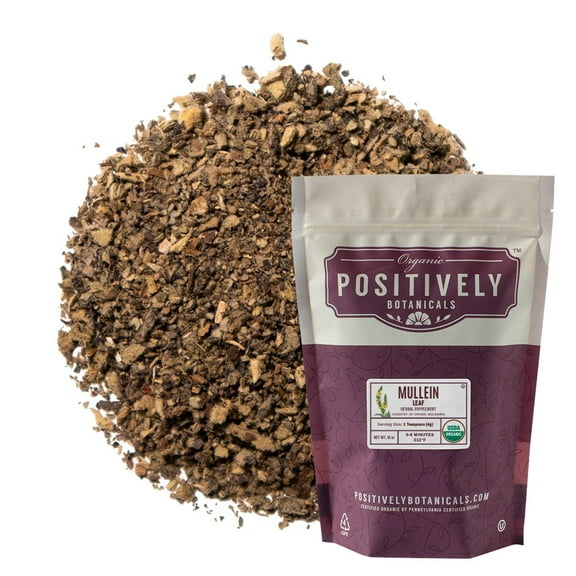 Positively Botanicals  Organic Mullein Leaf - Loose Leaf Botanical, 1 lb bag