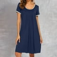 thumbnail image 2 of Npasoilc Summer T-Shirts Dresses For Women Nightgowns House Dress Pleated Front Knee Length Loose Short Sleeve Sleepwear Comfy Sleepshirts Pleated Scoopneck Nightshir, 2 of 5