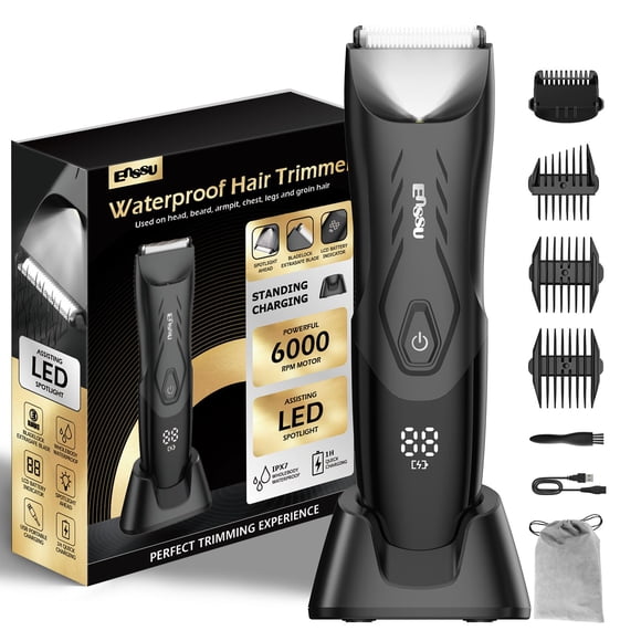 Recortadora de vello corporal ENSSU para hombre con cuchilla segura y pantalla LED