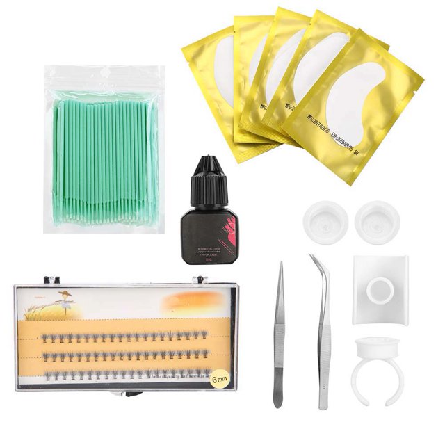 Juego de pestañas de injerto, almohadillas para los ojos, hisopos de algodón, pinzas, anillo, taza, herramienta de extensión de pestañas, Kit 04#