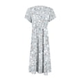 thumbnail image 5 of WTOBBY Women's V-Neck Waisted Floral Print Short Sleeve Dress with Ruffle Accent, Feminine and Comfortable for Spring Summer Fashion,Light Blue S, 5 of 5