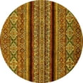 thumbnail image 1 of Ahgly Company Machine Washable Indoor Round Abstract Yellow Modern Area Rugs, 3' Round, 1 of 4