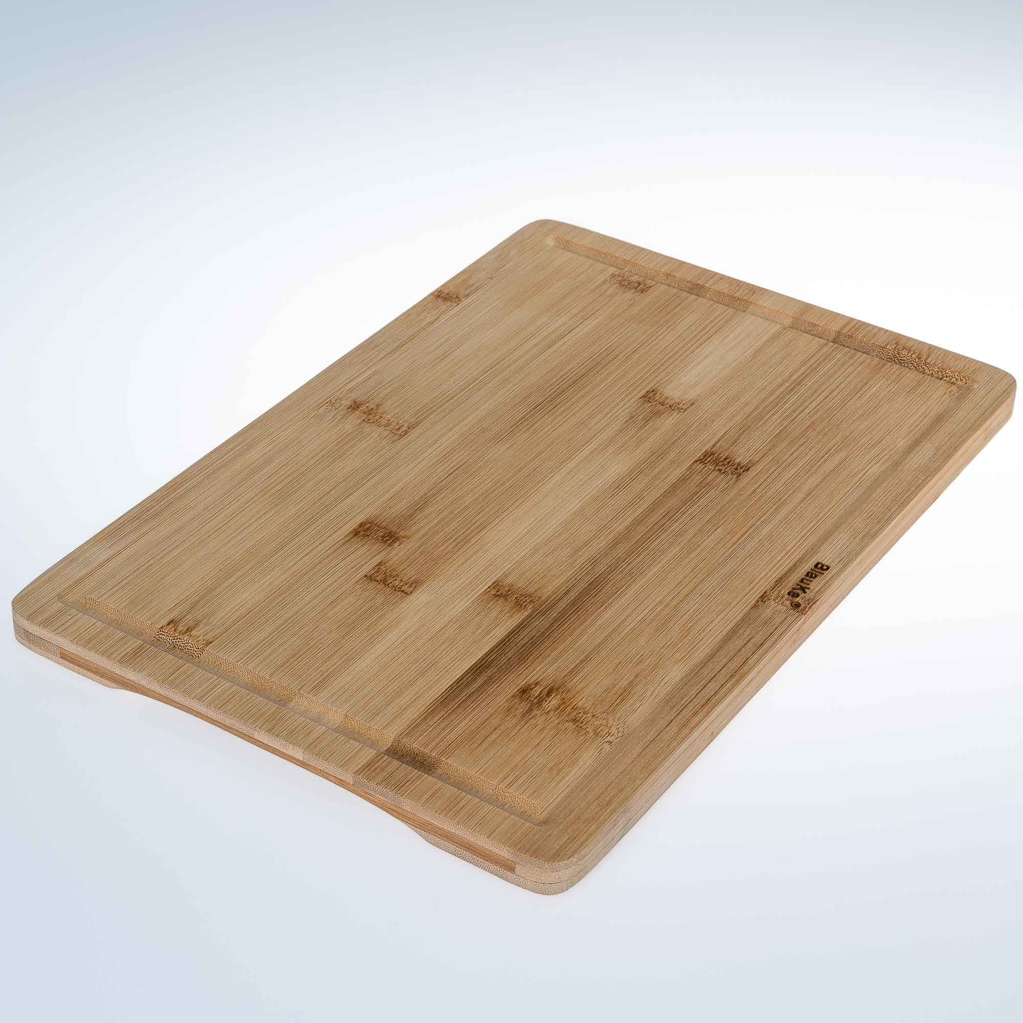 BlauKe® Wood Cutting Board for Kitchen – 15x10" Large Bamboo Cutting Board with Juice Groove and Handles – Wooden Chopping Board, Serving Tray