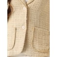 thumbnail image 5 of INSPIRE CHIC Women's Tweed Blazer Notch Lapel Long Sleeve Fall Elegant Business Casual Jacket XL Apricot, 5 of 6